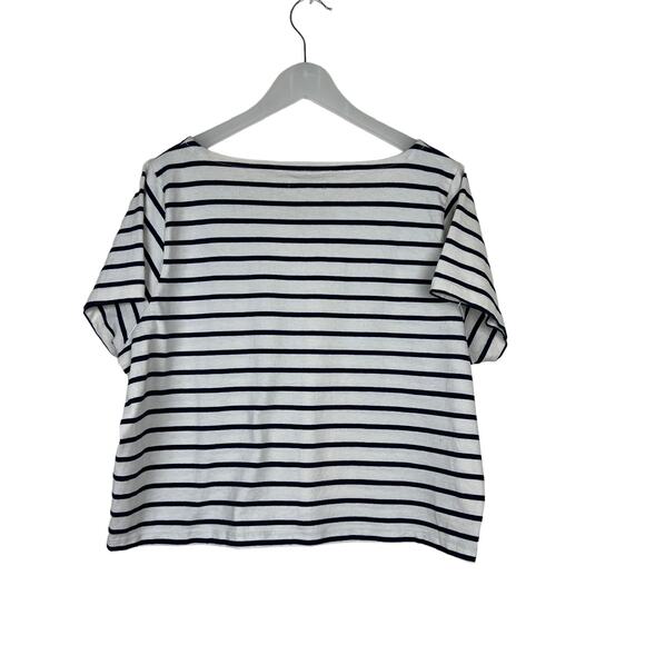 Madewell Striped Embroidered Staycation Crop Tee Size Large - Picture 7 of 12